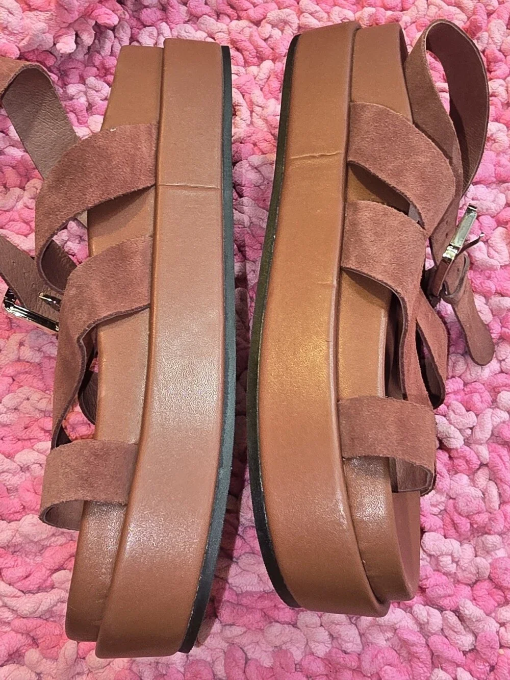 Jeffrey Campbell Rust Brown Platform Strappy Sandals